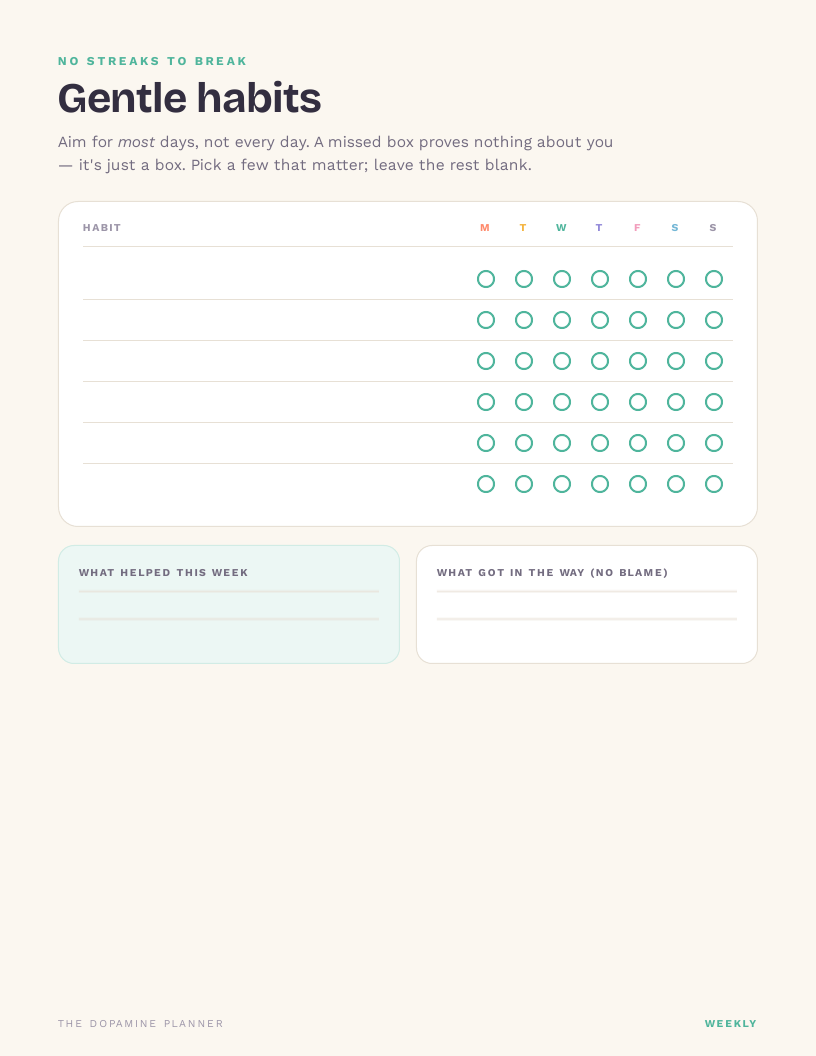 Gentle habits tracker