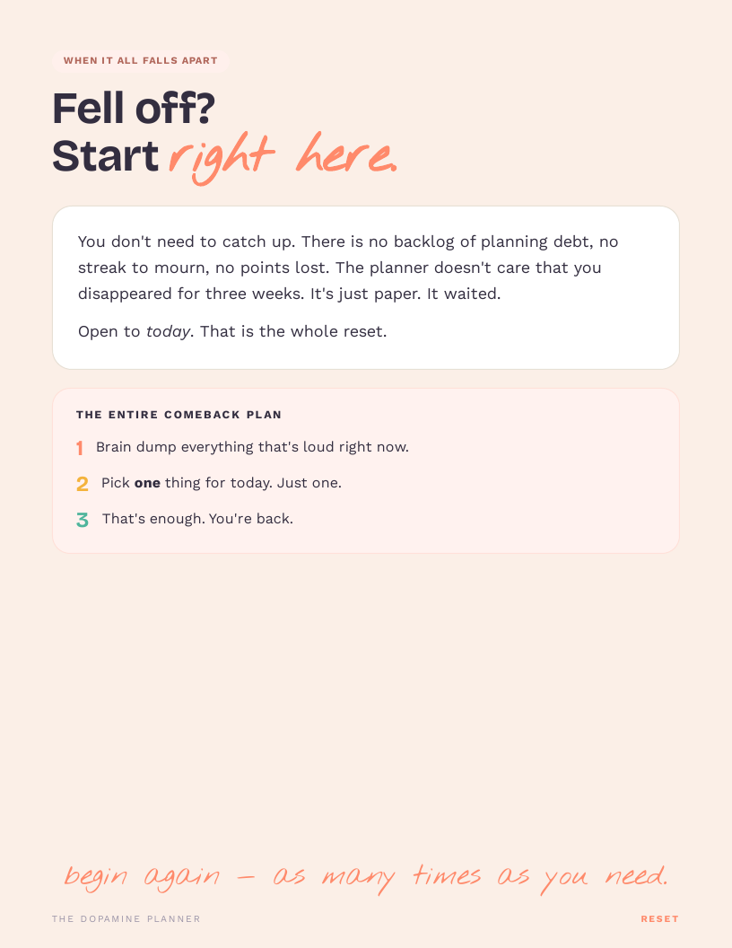 The reset page